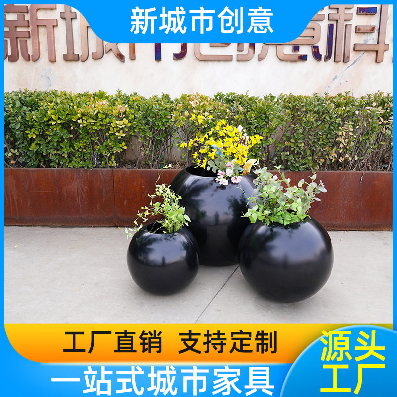 不锈钢花坛组合室内花器时尚圆形花钵商场酒店办公室花器花钵
