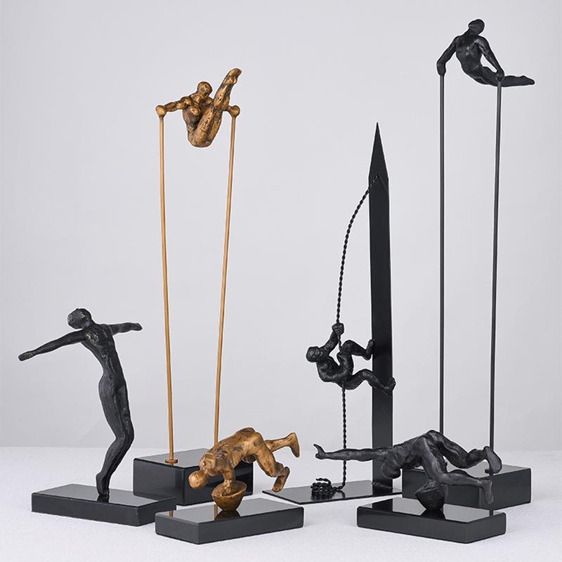 美复古摆件样板间书房厅卧软室装68玄关式铸铁人物工客艺品