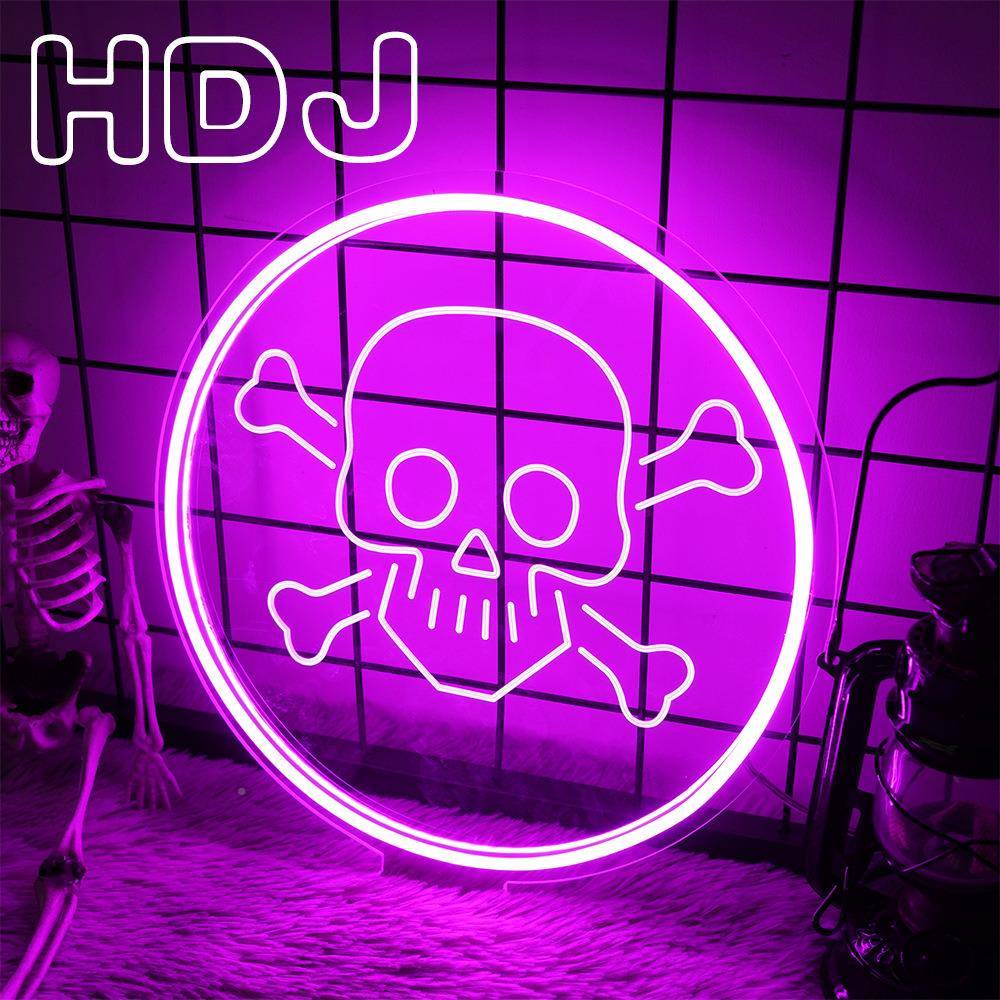 骷髅霓虹万圣亡灵鬼怪灯气万圣节骷氛户装饰节灯外装扮节日造型灯