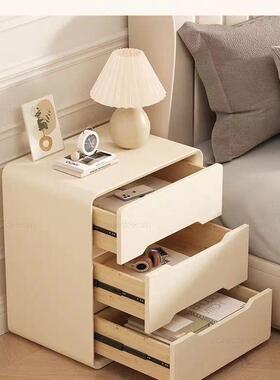 奶奢油实木柜床简约现代卧室家用收纳床头边柜轻新款储物柜RVL免