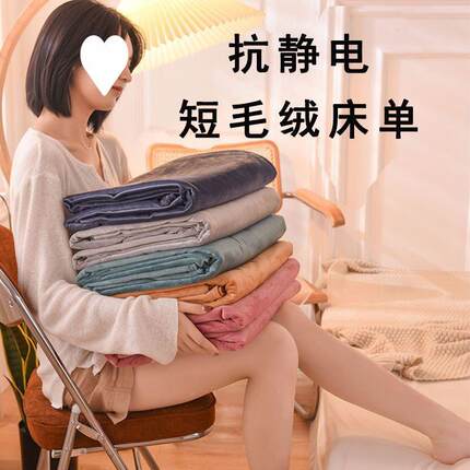 韩版云绒珊瑚绒天鹅水晶绒纯件色貂水貂绒四冬加厚保暖床套单NRB