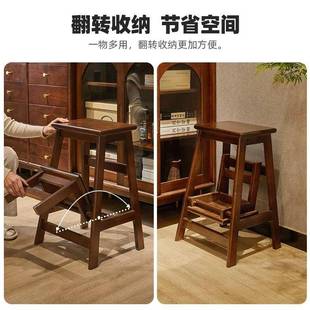 实木可登叠折叠梯凳梯凳家用高凳梯子折两用子楼梯椅子木质板凳高