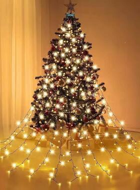 新彩灯品带环圣诞树灯装饰树顶形灯串庭院花园户外防水LWF瀑布led