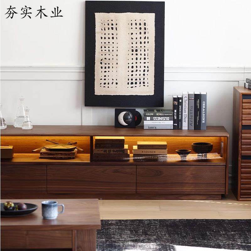美黑胡桃木电视柜实落木樱桃木地柜客北家用DSG-0393厅现代简约小