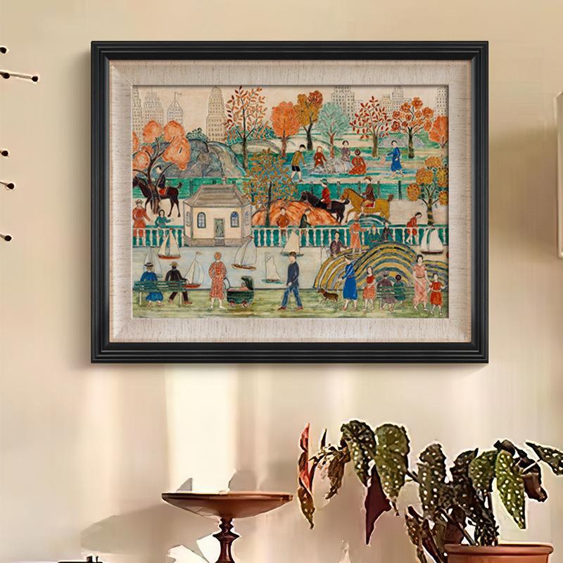 纽约中央公园画法厅式293复风客装饰民宿卡通人物挂画古桌面摆画