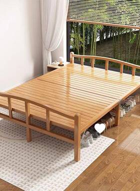 竹床折叠床单人屋双人家用UTQ午休凉床成人出房简易租硬木板床竹