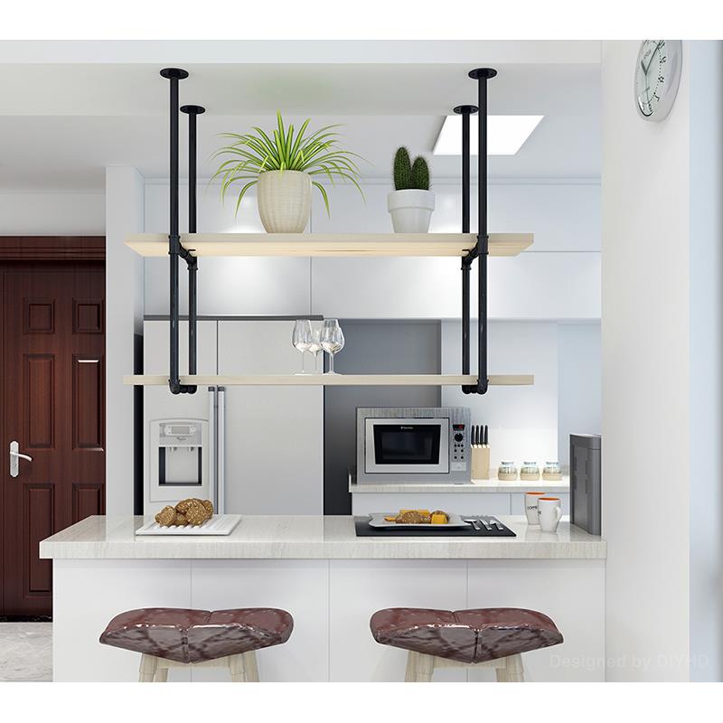 架复古铁艺餐厅前壁挂架厨房吊ROQ架台置物一字搁板层架收纳架