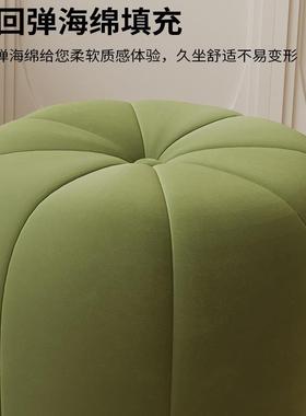 奶油IDT风化妆凳轻奢室感椅子女卧梳妆台生南瓜圆小凳衣帽间Bω