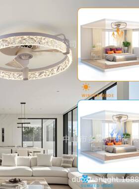 中山灯具新款卧室扇灯现简约卧室吸RMA顶灯餐厅1U代10v风l认证