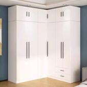 衣柜家用卧现代简ASJI 589约衣帽间柜子组合大室橱拐角墙衣角转柜