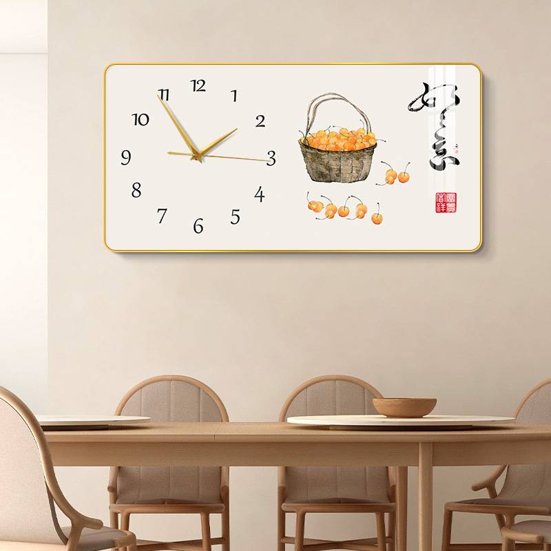 长方形钟表挂画客厅装饰画石英钟家用时尚简约餐厅圆角时钟挂墙画图片