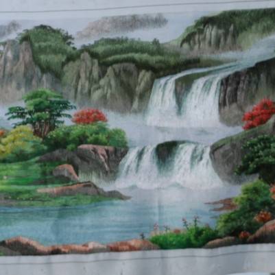 厂家生产苏绣成品挂画客厅书房装饰画手工刺绣未装裱山水风景画图片