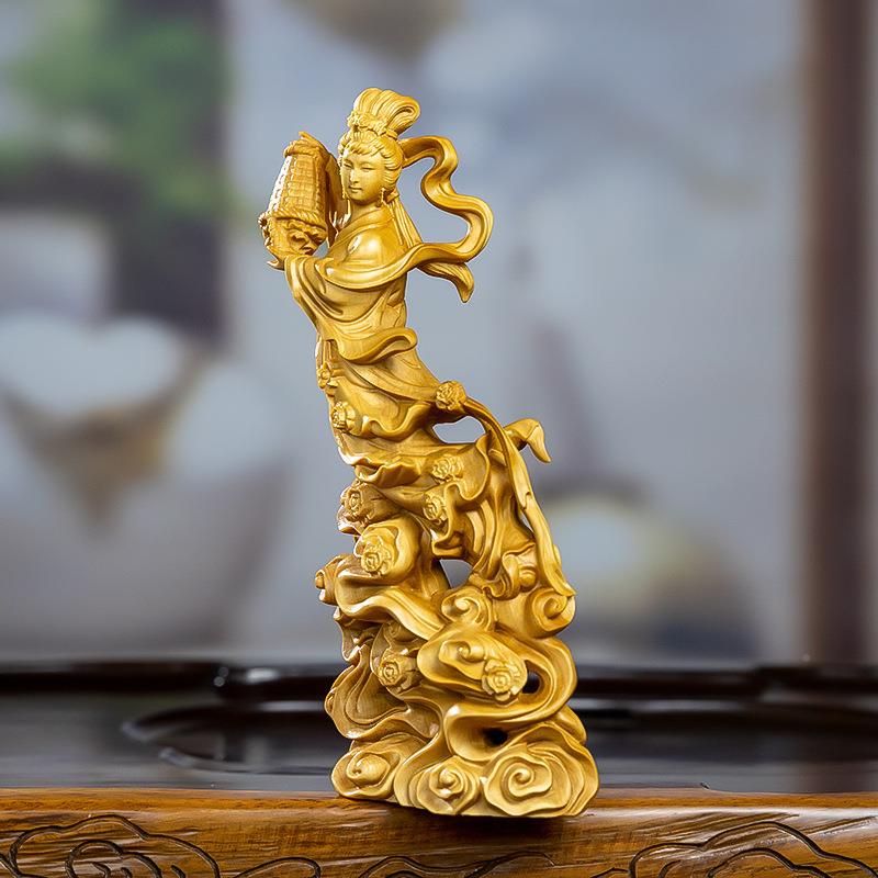 黄杨木雕美天式女散花新中女家居饰品摆件收古玩木质装无品牌/饰