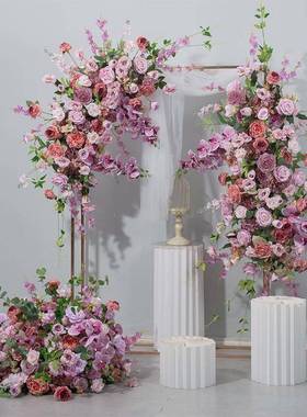 广千丰紫色列清新系花球花排月亮花婚礼背景拱门饰装花仿真艺MWA