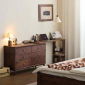 北黑桌胡桃木实木化妆桌梳妆台57645斗柜体一中古书法式 复古美收