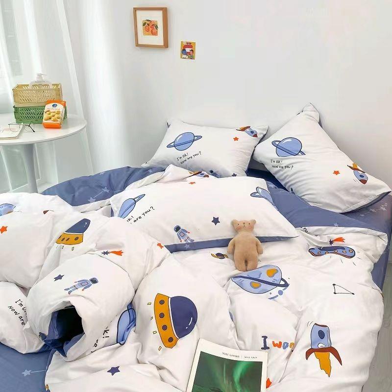 HR全棉床四件套被卡通套全棉床床单笠男童女孩三件套上用品
