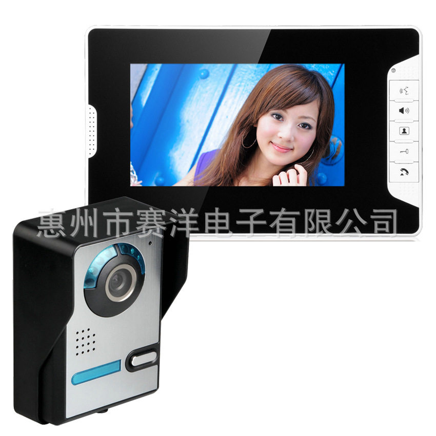 别墅型7寸彩色家用有线可视对讲门铃 一拖一楼宇对讲电话