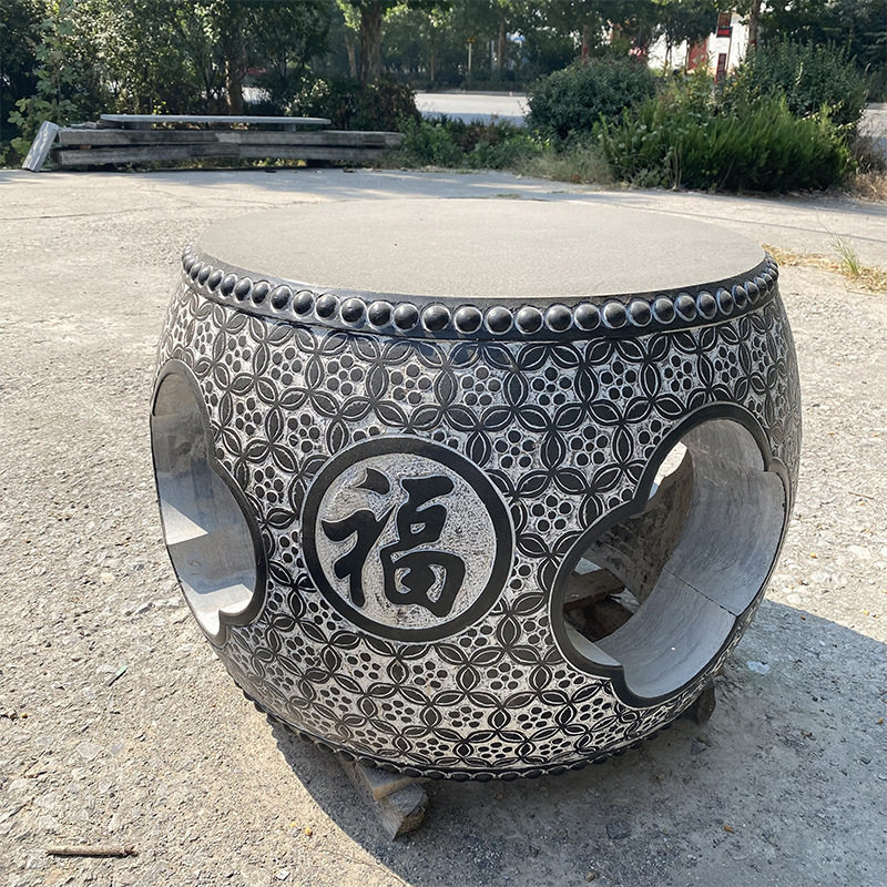 青石镂空石桌子 石雕雕刻石桌石凳 青石棋盘石桌 庭院摆件石桌