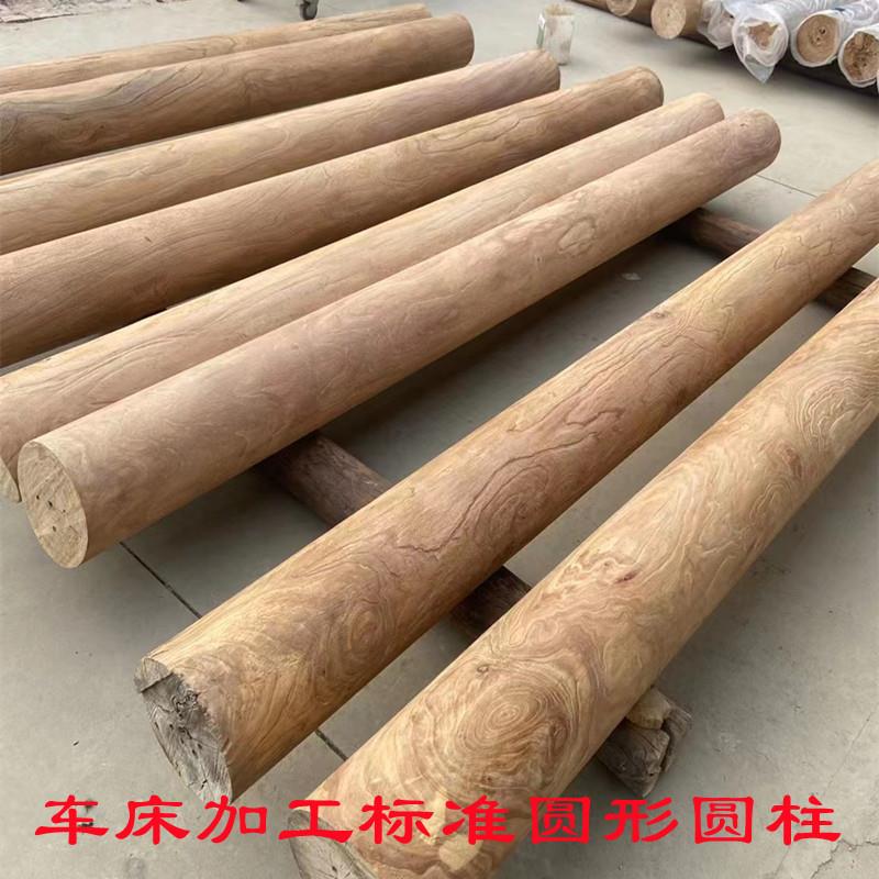 风化老榆木SYB实柱子老房旧木民宿酒店隔头断屏风立柱木古建梁圆