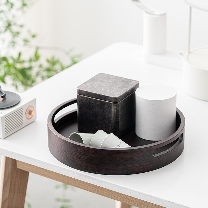 圆形S茶盘简易功夫干制泡台功夫竹盘子托茶盘家用菜盘茶子托沥水