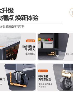 【简约现代波风】格GFNC玻璃对门厨开房置物架落地多功能微炉收纳