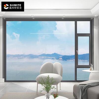 110桥断铝窗户平开窗EXY金门窗玻璃隔音窗封阳台别合墅窄铝边落地