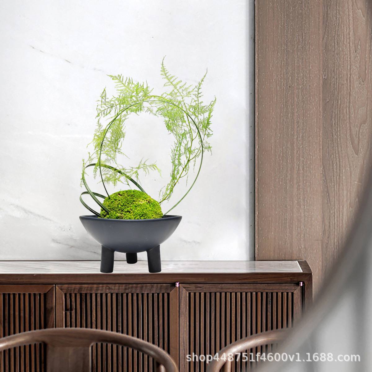 新中式仿真绿植盆景样板房客厅售楼处茶室玄关苔藓植物文竹摆件