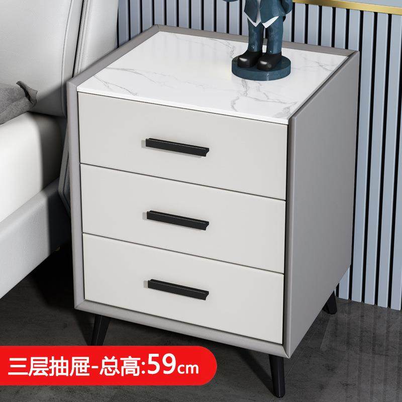 实木轻奢床头现约代家用卧室迷你岩板无品牌/50c简m简约储柜物柜