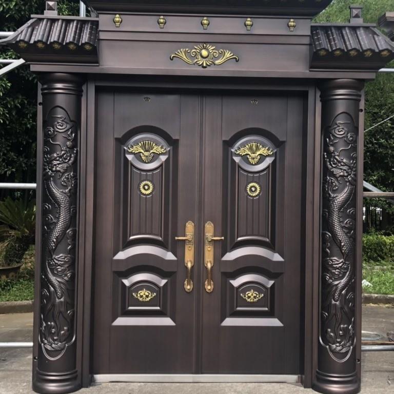 门锌合金大门铁门防盗安全门铁ECF艺大农村别墅大门入户门定做