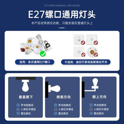 人来控即亮人走灭即红外线人体雷达感应灯KQA梯楼道楼声光灯灯泡