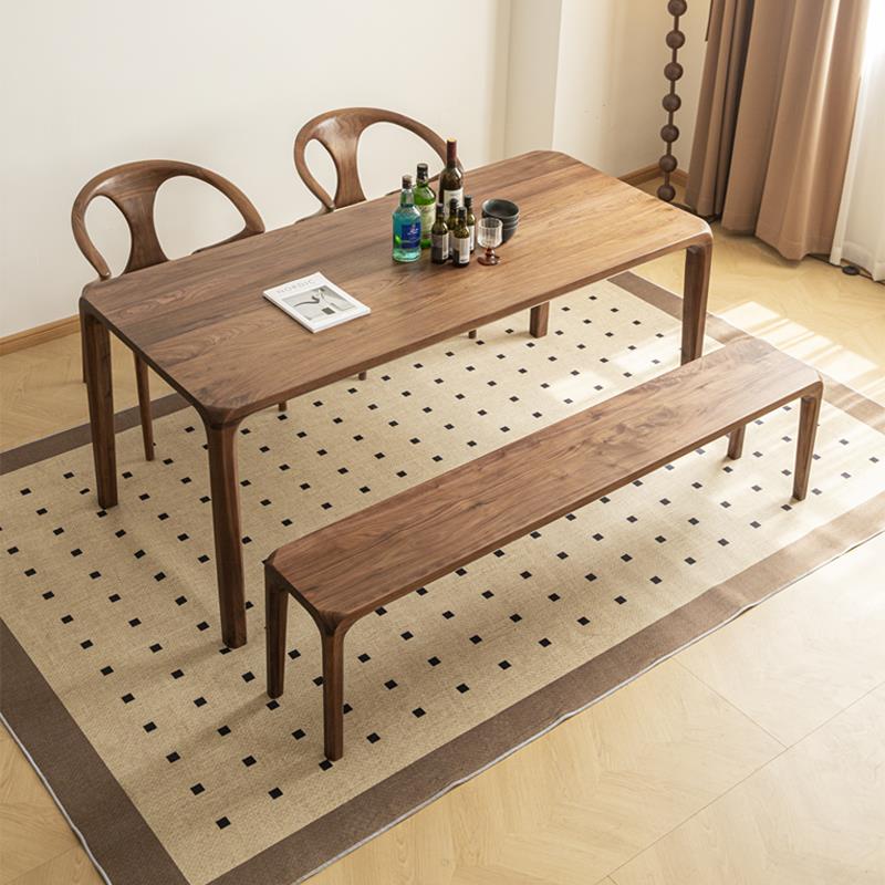 y北美F78S5H6T黑胡桃木实木吃餐桌简约现代饭桌长方m形家用板大书