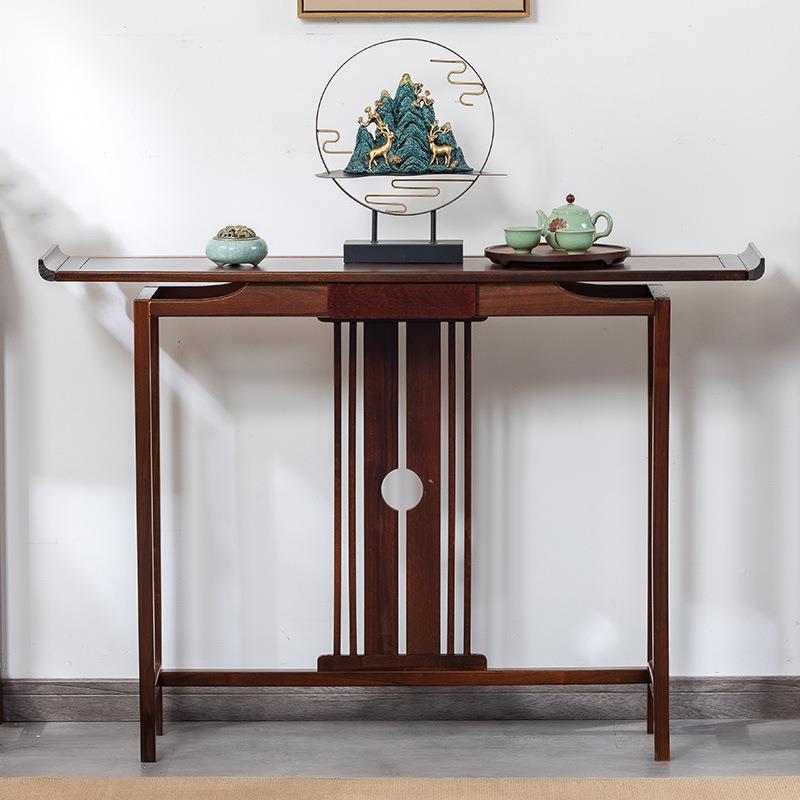 新WIJ案式玄关玄关台端桌景柜靠墙家用实木简约窄长条中几香小供