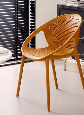 家用塑料户子简约加厚餐椅Y-652网红外休椅洽谈椅仿藤椅子空餐桌
