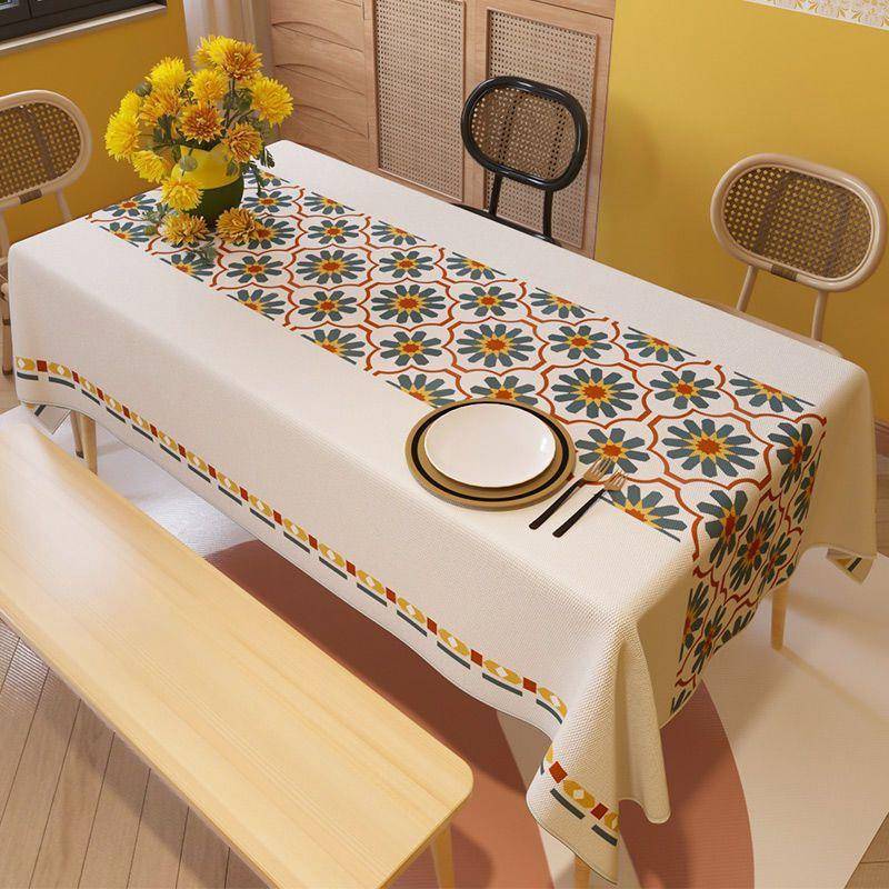 防长水棉形麻EQV桌布布艺轻奢正方餐桌布方形茶几台布日系薇风盖