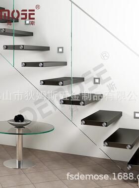 金属踏烤漆板钢木隐藏龙FUY骨楼梯办公长楼楼梯