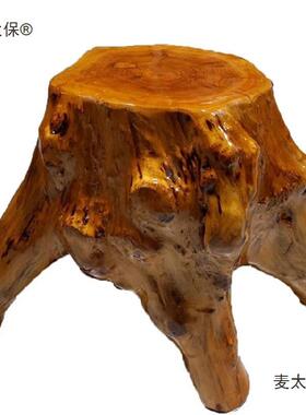 雕凳树h根坐凳花架底座实木树圆墩415原木桩木桩木头子树子垒麦太