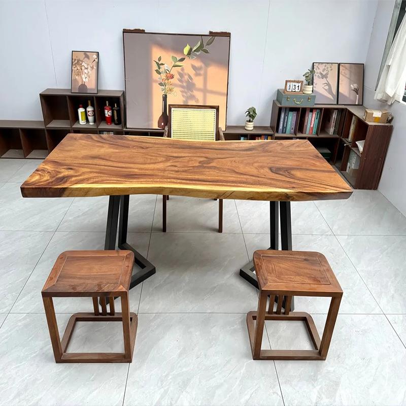 胡无品牌/桃实木大茶桌成人家用实木木餐桌客厅桌椅板组合现约代