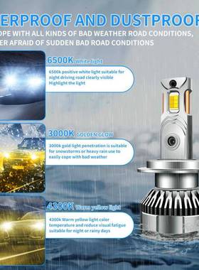 新款大功率三色大灯双铜H管10WM7T车灯le1d2V汽车24V货车2H17H3H4