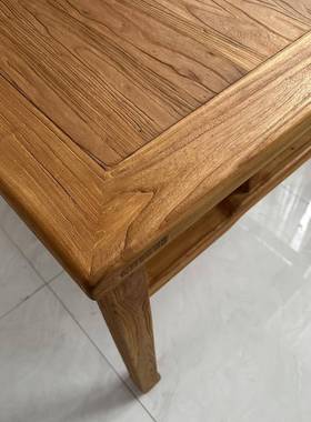 老榆木方八仙桌桌餐桌实木茶长中式桌椅组合PLW复古民宿风化原木