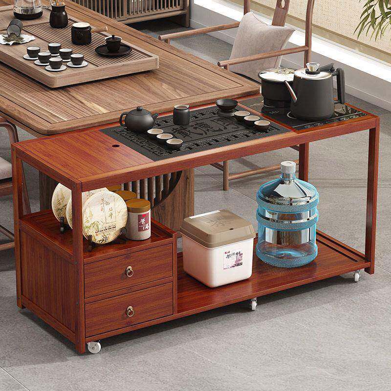新中发水CXN式茶柜移动茶台茶桌家用阳台实木小茶车水烧壶一体沙