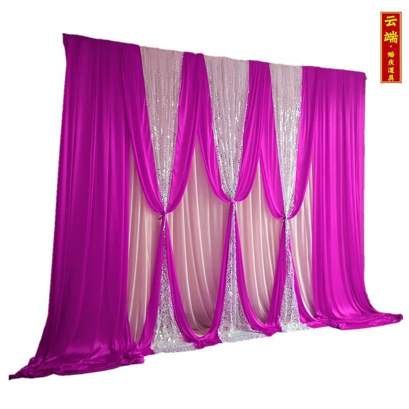 婚庆造型景幼儿舞tb-649园店演出台装饰酒纱幔大红色结婚帷幔背布