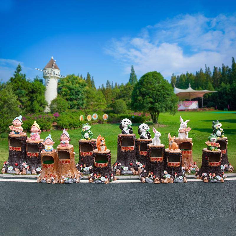 户外卡通动物件玻璃垃圾桶雕塑花园园林区摆景公园幼儿钢园装2059