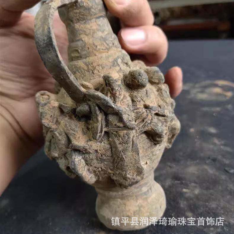 出土文玩老物件怀旧真品青铜八仙龙凤壶古代古董大明宣德酒壶茶壶