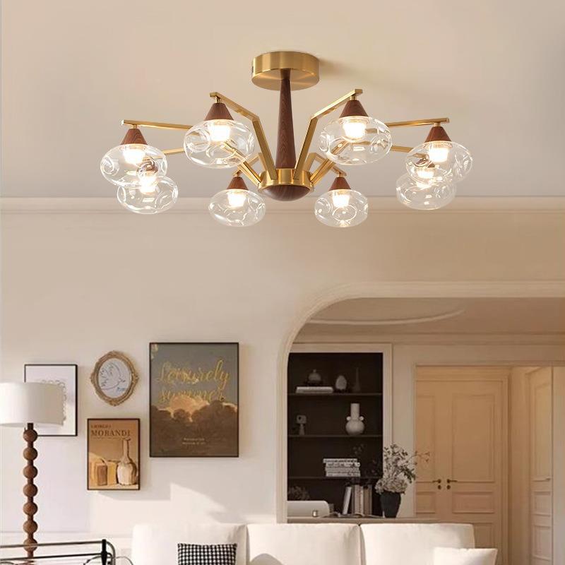 法式复古吊灯中古风客厅餐室灯美式创意胡桃色欧厅卧书房961式吊