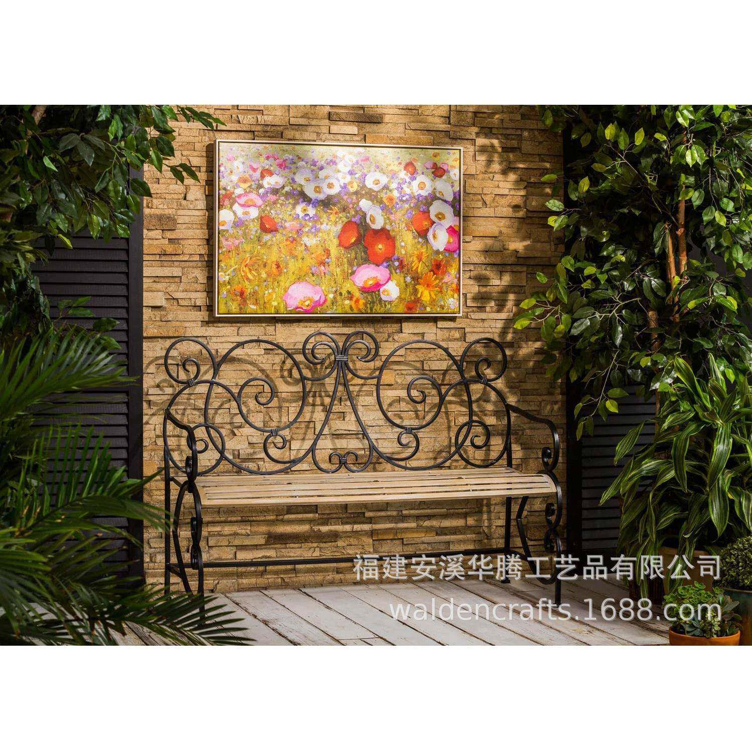 公闲沙发铁艺休闲椅花园园背庭院双人靠座椅欧式休铁艺94744长条凳