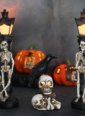 新款万灯圣节RGP装饰南瓜骷髅路灯发光骷树脂髅酒装吧鬼节扮道具