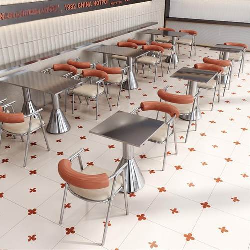 工业风锈钢椅组合商用主餐厅铁艺不题椅港式茶75326餐厅冰室桌卡