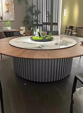 酒店电12357动餐桌大圆桌15人厢20石人饭店厅包岩板大理转盘自动2