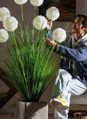 PDD10258芦景苇草绿植造塑料假花厅网红球摆件室内客装饰绣花民宿