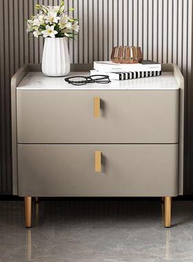 简约现代奢环保床头柜纯实木板轻卧室高储物柜OAY极简高岩档收加